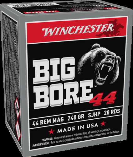 Winchester Bigbore 44 Remington Magnum 240 Grains Jacketed Soft Point 20 Rounds